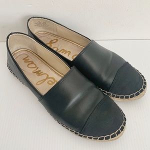 Sam Edelman Krissy Black Leather Cap Toe Espadrilles Sz 8.5M